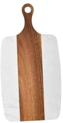 Sharplace Schneidebrett, Holz, Marmor, Hackklotz, Mehrzweckbrett mit Griff, leicht zu reinigen, Brotschneidebrett, Grillbrett, Gemüsebrett, Käsebrett, Weiß