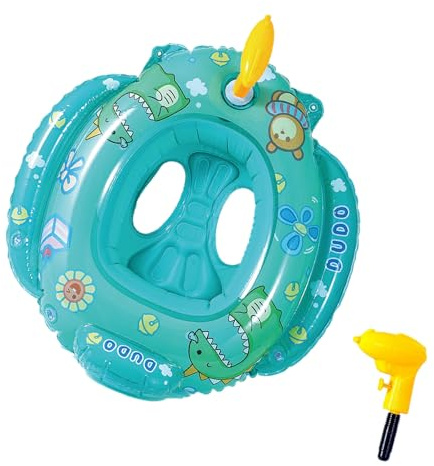 Aufblasbarer Dinosaurier-Schwimmring für Kinder mit integrierter Wasserpistole, extra Dickes PVC (0,25 mm), für Spaß im Pool und am Strand