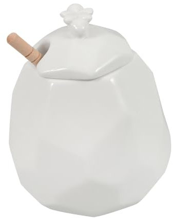 OFFSCH Ceramic Honey Jar Lid Dipper Honey Pot Storage Container Desktop Home Kitchen Use