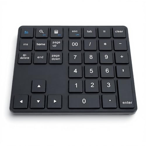Número de Bluetooth Pad, 2.4 GHz USB RECARGABLE EXTERNA 35 CLAVES NUMPAD, Teclado de Entrada de Datos Financieros para Computadora Portátil, PC, Escritorio, Cuaderno (BLACK)