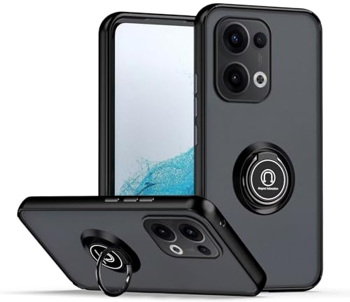 HONLEN Mobile Phone Case Suitable for OPPO Reno13 5G / OPPO Reno 13 5G (6.59 Inches), Ring Stand Clear Matte Silicone Mobile Phone Case - Black