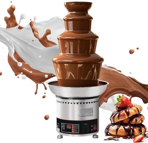 AIZYR 4 Tiers Chocolate Fondue Fountain Machine Hot Chocolate Fondue Tower, Electric Chocolate Melting Machine for Butter, Cheese, BBQ Sauce, Liqueur