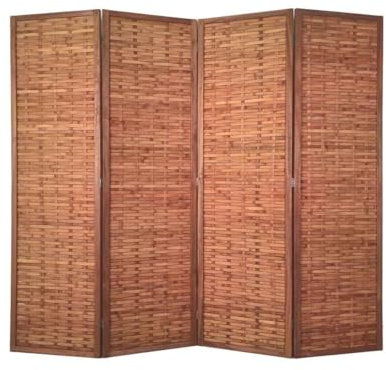 EME Biombo Rústico de Madera Plegable 180x180 cm Separador de Ambientes 4 Paneles Decoración