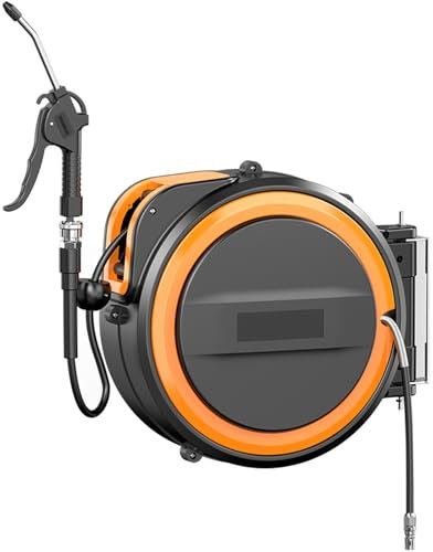 Retractable Air Hose Reel, Air Compressor Hose Reel, Auto Lock & Rewind, 180°swivel, Quick Disassembly, Wall Mounted Air Line Reels For Automobile Repair, Water Dissipation, Wood Chip Cleaning