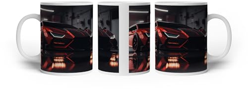 Taza con diseño de gigante rojo que refleja en el silencio de la sala de exposición, 300 ml, de cerámica blanca/taza de café/idea de regalo