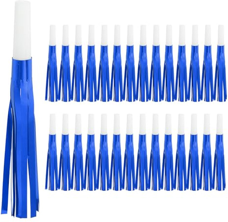 PATIKIL 30 Pcs Matracas, Matracas Con Flecos Metálicos Silbatos Para Fiestas Suministros Para Fiestas Cumpleaños Año Nuevo, Blanco/Azul