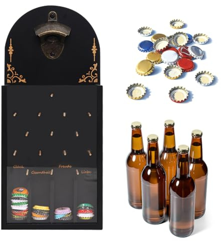 Flaschenöffner Wand mit Auffangbehälter - flaschenöffner wandmontage kronkorken sammler, bieröffner wand bier geschenke für männer