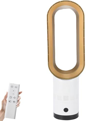 Air Circulating Fan with Remote Control,Bladeless Quiet Tower Fan Sleep Strong Wind Mode Floor Standing Electric Fan 8 Speeds Wind,90° Oscillation,9 Hours Timer,Removable Fan,No-Blade Design