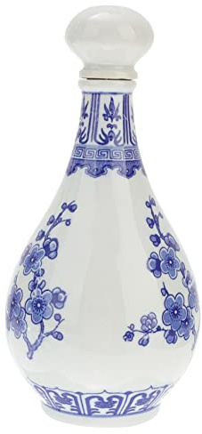 OFFSCH Botella De Vino De Porcelana Azul y Blanca Soporte Para Vino Sellado Tarro De Licor De Cerámica Vintage