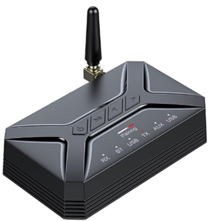 Harewtwy Adaptateur Audio Bluetooth 5.0 à Faible Latence, Récepteur D'Émetteur sans 40m HD avec USB et Prise AUX 3,5 mm