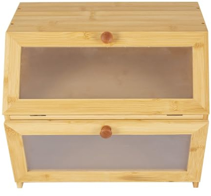Kesheng Contenitore per il pane in bambù Mobiletto per il pane adatto tostato 39x25x32cm