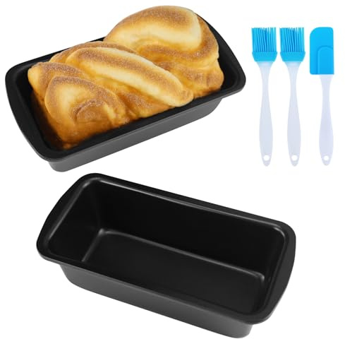 Rectangular Molde antiadherente para pan de acero al carbono, Molde de Horno para Bizcochos, Brownies, Pasteles, Pan, 19 x 19 x 6 cm, paquete de 2, Gris