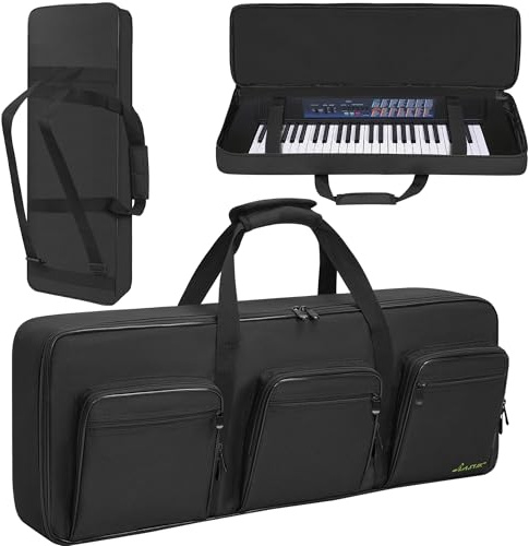 FREEAMG 49 Key Keyboard Tasche, Robuste 600D Oxford Keyboardtasche 49 Tasten mit 10 mm Polsterung, Keyboard-Gigbag mit Griffen und Schultergurten für Digitales E-Piano (87.9x35x11.4CM)