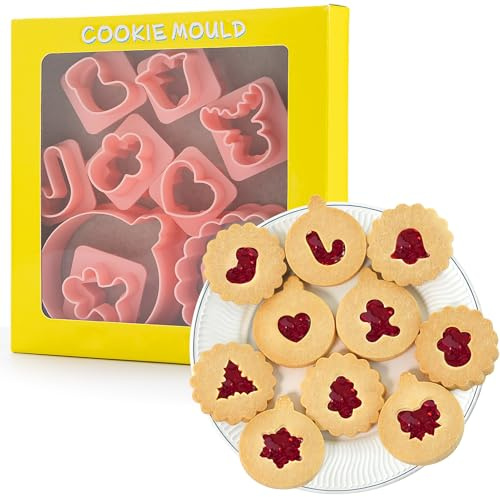 Kiiwah Lot de 10 Emporte Pièces 3D Noël, Emporte-pièces en Plastique pour Enfants Décoration Pâtisserie, Gâteau, Cookies, Fondant
