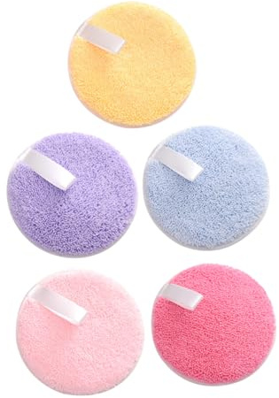 Hohopeti Abgerundete Make Up Pads zum Sanften Entfernen von Make Up und Puder 5 Stück aus Hydrophilem Material für Zuhause und Salon