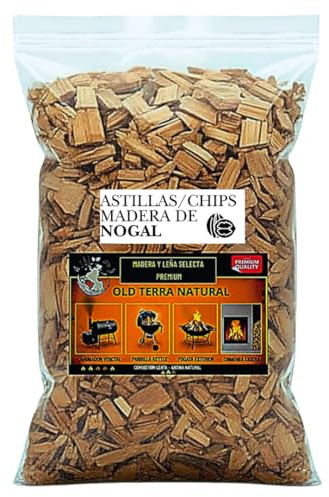Astillas de Nogal para Encender Fuego, Aroma Natural, Chips de Leña, Color Negro, Tamaño Estándar, 15 x 5 x 3 cm (1, Nogal)