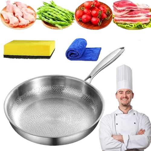 Generisch Titaniumpro Pfanne 26/28/30cm, Titan Bratpfanne Unbeschichtet, Pfanne Aus Reinem Titan, Antihaft Wabenpfanne, Bratpfanne Zum Kochen & Braten (26cm, Ohne Deckel)