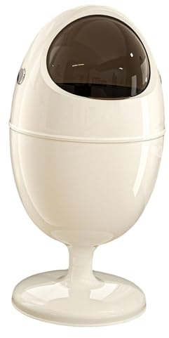 Ioensy Cubo de Basura de 22L con Tapa, Contenedor de Basura con Ruedas de 360 ​​Grados, Contenedor de Basura de Doble Capa, Cesto de Basura Grande de PP para, Blanco, Individual