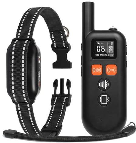 SWHC Collare da addestramento per Cani con Telecomando, Portata remota 1000 m, 3 Moda Beep, Vibrazione, Boost Vibrazione, per Cani di Tutte Le Taglie con Blocco di Sicurezza, IPX7