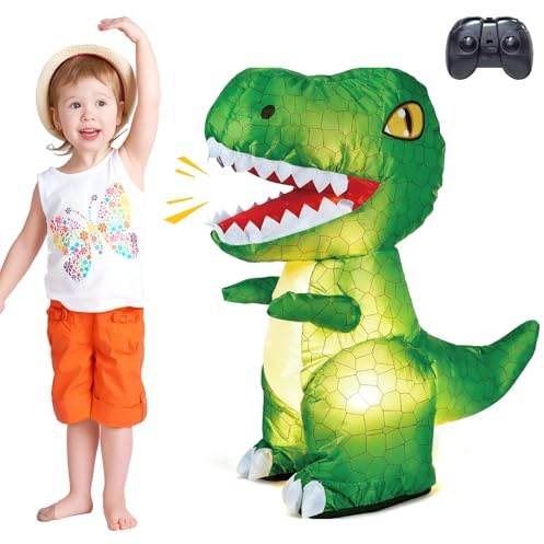 Remote Control Inflatable Dinosaur Toys - 2.4GHz RC Dinosaur with Sound Light 360°Rotation Walking - Interactive Dinosaur Games Birthday Gifts for Kids Toddler Boys Girls Age 3 4 5 6 7 8 9 10 11 12