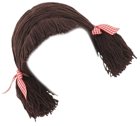 Zeiwohndc Handgefertigte Kinder Toupet Mütze für den Winter, Wärme und Charme, Mittelteil, Zopf, Haarteil, Motorhaube, Kappen, Cosplay, Kopfbedeckung, Mittelteil, Zöpfe
