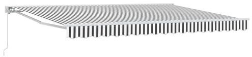 Fisinber Gelenkarmmarkise 4 x 3 m, Terrassenmarkise mit Kurbel, Markise für Wandmontage aus Polyester mit PU-Beschichtung, Halb-Kassettenmarkise, Anthrazit und Weiß