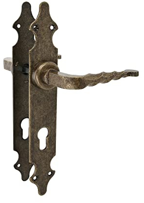 Amig - Juego de Manillas - Placa Lisa - 280 x 45 mm - Bocallave a 85 mm - Ideal para Aumentar la Privacidad de una Estancia - Placa de Acero y Tirador de Zamak Efecto Cuero