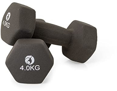 AFH Webshop Gymnastikhanteln | Hanteln | Neoprene | Kurzhanteln | Paar | 2 x 4,00 kg | dunkel-grau