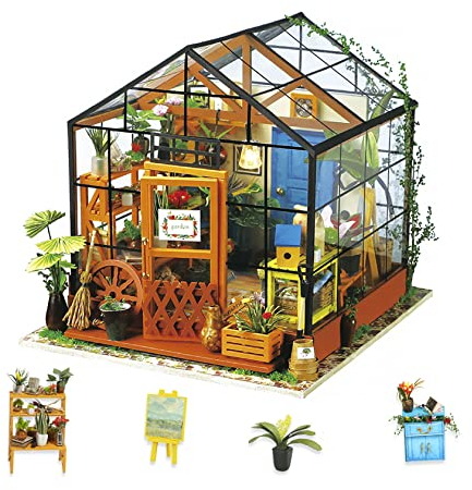 Rolife DIY Miniature House Kits for Adults Greenhouse Dolls House Craft Kits For Adults Model Kits for Adults to Build Birthday Gift for Women and Girls (Cathy's Flower House)