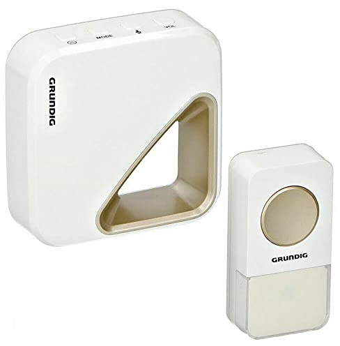 Grundig Türklingel Funkklingel-Set schnurlos | 36 polyphone Melodien | Empfänger mit LED-Anzeige | inkl. Lautstärkeregler | 433,92 MHz | 150m Reichweite | edles Design in Weiß Gold