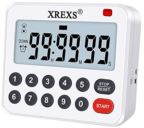 XREXS Digital Kitchen Timer Magnetic Countdown Up Cooking Loud Alarm and Mute Optional, Magnet and Stand, Large Display Classroom Timer for Teachers (2 Batteries Included) Upgraded Version