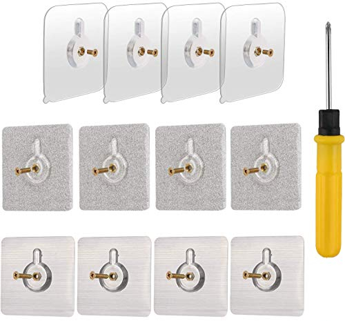 [12-Satz] OOTSR Selbstklebende Hängenägel Nagelfreier Wandhaken mit Schraubendreher Adhesive Shower Organizer Punch-Free Halter Für Badezimmer Küche Abstellraum Fliesenwand Duschraum
