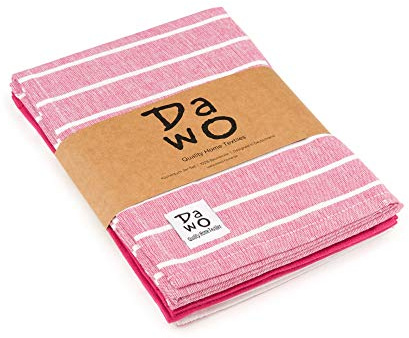 DaWo 3er-Set Geschirrtücher/Küchentücher aus 100% Baumwolle in Pink mit Aufhänger | Öko-Tex Standard | weitere Farben erhältlich | 50x70 cm | stark mit 200g/m2 (Pink)