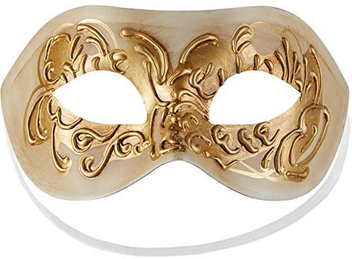 dressforfun 900882 Venezianische Maske für Damen und Herren, Augenmaske mit Verzierung für Maskenball Fasching Karneval Halloween Maskerade Party - diverse Farben - (creme | Nr. 303531)