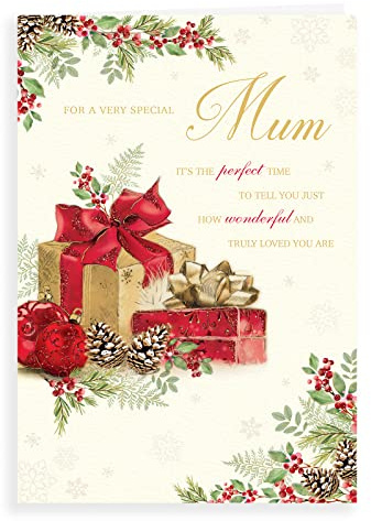 Piccadilly Greetings Weihnachtskarte mit Foto, Aufschrift Mum, 22,9 x 15,2 cm