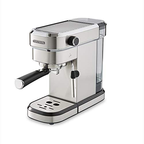 Morphy Richards 172020 Espresso Coffee Machine | Ground coffee and ESE pod compatible with dual-cup dispense, built-in steam wand and integrated cup warmer.