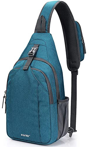 G4Free Mochila bandolera antirrobo en el pecho, bolsa de hombro cruzada para gimnasio con agujero para auriculares, para ciclismo, viajes, senderismo, hombres y mujeres, azul marino, 6L