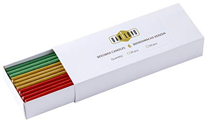 Danilovo Candele Pura Cera d'Api 50 pz (Multicolore) - No goccia, No fumo, Alte, Sottili Coniche–Decorative per Preghiera in Chiesa, Candele per Decorazione o Compleanno, Altezza 16,5 cm
