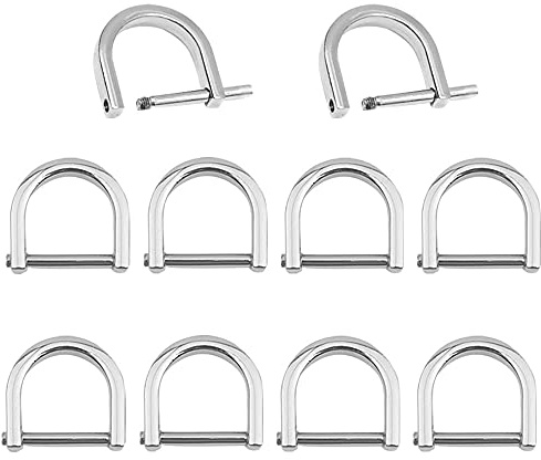 Niaciswe D-Ringe 10 Stück D Ring U-Form Hufeisenschäkel ​Metall Schäkel Taschenverschlüsse mit Schließendem Schraubschäkel für DIY Leder Craft Schnalle Geldbörse Gürtelverschlüsse Silberb