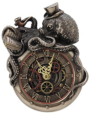Veronese Design 7 5/8 Inch Tall Steampunk Octopus Nostradamus Prophet Wall Clock Sculpture