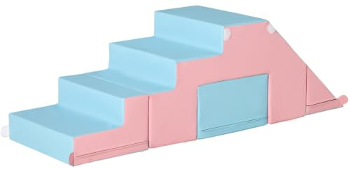 HOMCOM Schaumstoff Bausteine Kinder Softbausteine, 2 TLG., Rosa+Blau | Weiche Riesenbausteine, Schaumstoffblöcke, 1-3 Jahre, Spielbausteine