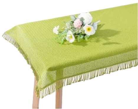 Gartentischdecke Tischdecke Weichschaummaterial mit Fransen rutschfest wetterfest 7 Farben und Größen Hellgrün 130x220 cm eckig