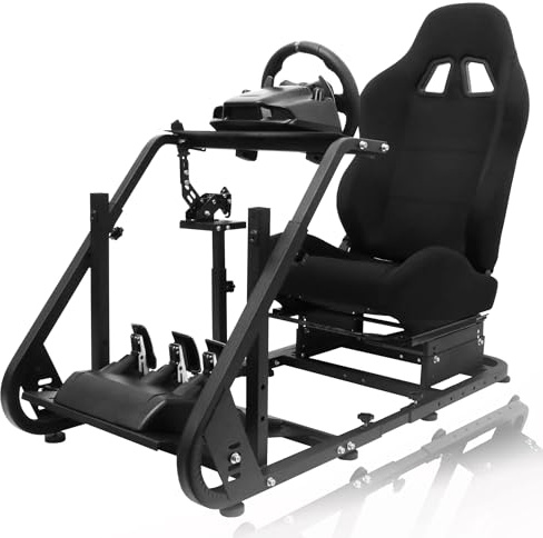 Dardoo Racing Simulator Cockpit Pro with Black Seat fit for Logitech G25 G27 G29 G920, for Xbox One,for PS4, for PC Height Adjustable Racing Wheel Stand Shifter Wheel and Pedals Not Included