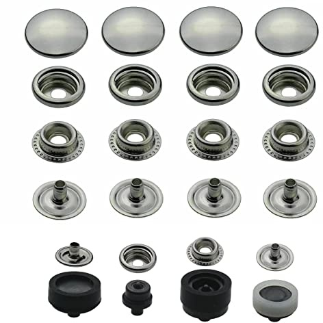 Ringfeder Druckknöpfe + passendes ISTA TOOLS Werkzeug kompatibel mit Prym Vario-Zange, Snaps Buttons Metallknöpfe rostfreie Knöpfe Ringfederverschluss (20 Stück - 12,5 mm)