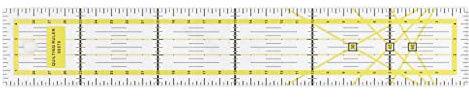 Quilt Lineal, Patchwork Lineal, 5 x 30 cm Messlineal aus Acryl, Gelbes Hochpräzises Stoff Quilt Lineal Quiltlineal mit Winkelfunktion Stoffschneidelineal zum Quilten und Nähen
