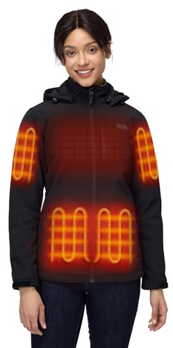 ORORO Women's Dual Control Heated Jacket, Up to 20.5H Arm Heating (BK, L)