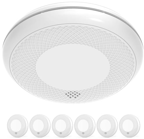 RUNIDUR Rilevatore Combinato di Fumo e CO, Rilevatore di Fumo Autonomo di Monossido di Carbonio, Sensore Accurato con Batteria di 10 Anni, Pulsante di Test, 6 Pezzi