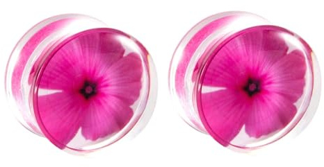 Ayoiow Tappi Dilatatore Orecchio Dilatatore 6mm Tunnel Dilatatori Lobo Acrilico Rosa Fiore Rosa Flesh Tunnel Dilatatore