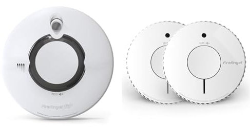 FireAngel Pro Connected Smart Smoke Alarm, Battery Powered with Wireless Interlink and 10 Year Life, FP2620W2-R & Optical Smoke Alarm, FA6620-R-T2 - Twin Pack, White