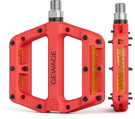 GEWAGE Fahrradpedale,Nylonfaser MTB Pedale mit Reflektoren,9/16 Zoll rutschfeste, Leichte Fahrrad Plattform Pedale mit 3 Lagern für Rennrad, MTB, E-Bike